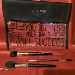 RealHer Black and Clear Motivational Makeup Bag And 3 Brushes